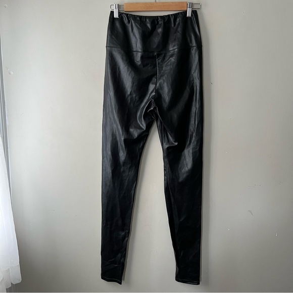 Aritzia Wilfred Free Daria Pant Faux Vegan Leather Black High Rise SZ Large Tall - Picture 3 of 11
